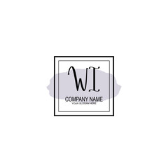 WI Initial handwriting logo with circle hand drawn template vector