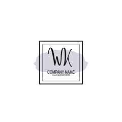 Letter WK minimalist wedding monogram vector