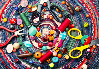 Various multicolored beads.