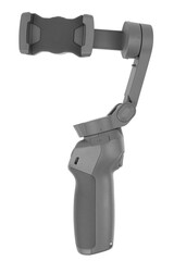 Stabilizer for a smartphone on a white background. Gimbal close up isolated on white background.