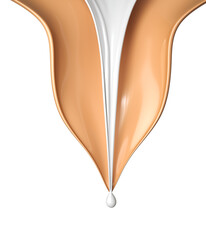 flow of liquid foundation splash with milk cream, 3d illustration.