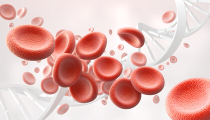 3d illustration of human red blood cells isolated on white background, concept for medical health care. - obrazy, fototapety, plakaty
