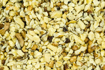 Walnut kernel pieces full screen close-up