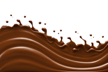 Melted brown chocolate dripping on white background, with clipping path 3D illustration.