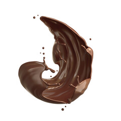 splash of brown chocolate isolated on white background with clipping path. 3d illustration.