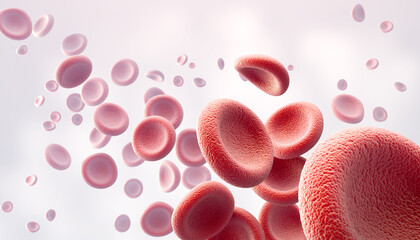 3d illustration of human red blood cells isolated on white background, concept for medical health care. - obrazy, fototapety, plakaty