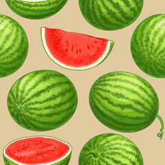 watermelon vector pattern on color background