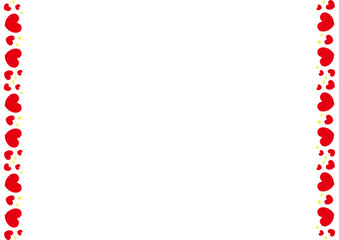 赤いキラキラハートのフレーム_左右