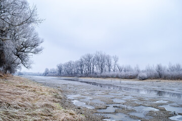 The Danube tributary in winter.