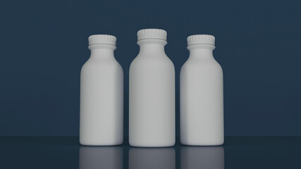 Blank three bottle set of empty mock up container 3d rendering