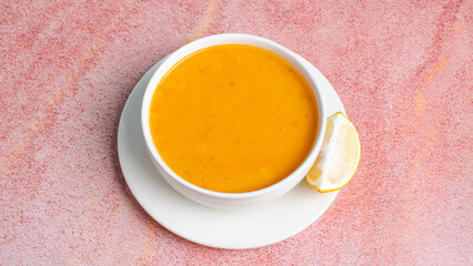 Lentil soup bowl isolated close up