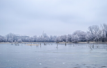 The Danube tributary in winter.