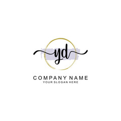 YD Initial handwriting logo with circle hand drawn template vector