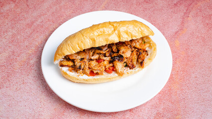 Chicken doner kebab isolated close up