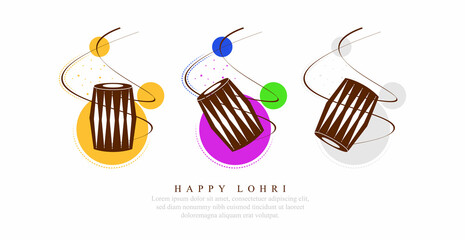 Abstract illustration of Happy Lohri holiday background for Punjabi festival.