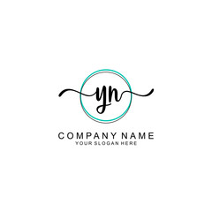 YN Initial handwriting logo with circle hand drawn template vector