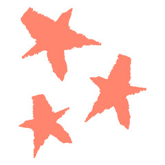 Obraz premium Three stars. Drawn in pencil by hand. Torn texture. Pentagonal star. Simple, modern, astronomical. Element for creating a design.