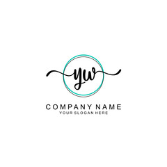 YW Initial handwriting logo with circle hand drawn template vector