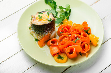 Tasty fish rolls, fish appetizer
