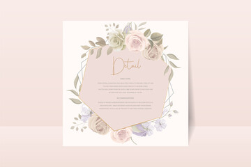 Wedding invitation template with rose flower design