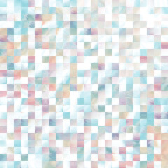 Optical low poly pixel grid dye blur texture background. Seamless washed out geometric ombre effect. 80s style retro square shape pattern. High resolution funky beach wear fashion textile tile.