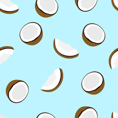 Vector seamless texture witn coconuts. Colorful seamless pattern for print or backgrounds