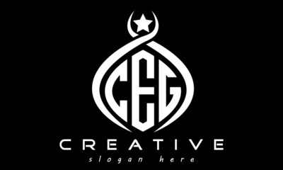 CEG three letters monogram curved oval initial logo design, geometric minimalist modern business shape creative logo, vector template