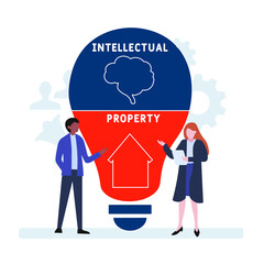 IP - Intellectual Property acronym. business concept background.  vector illustration concept with keywords and icons. lettering illustration with icons for web banner, flyer, landing pag