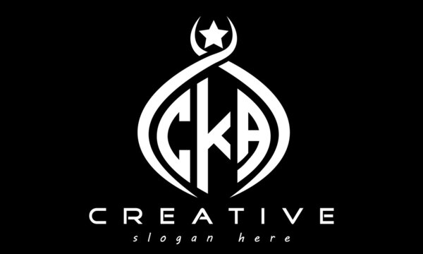 CKA three letters monogram curved oval initial logo design, geometric minimalist modern business shape creative logo, vector template