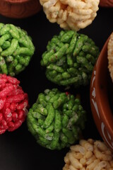 Indian festival makar sankranti concept, sweet laddo in bowl