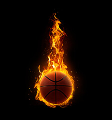 Basketball on fire on black background © Retouch man