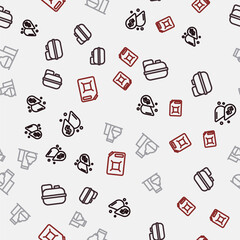 Set line Oil drop with dollar symbol, Canister for gasoline, tank storage and on seamless pattern. Vector