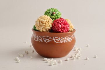Indian festival makar sankranti concept, sweet laddo in bowl