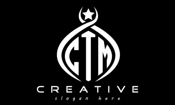 CTM three letters monogram curved oval initial logo design, geometric minimalist modern business shape creative logo, vector template