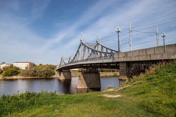 Old Volzhsky bridge across the Volga in Tver, September 2020