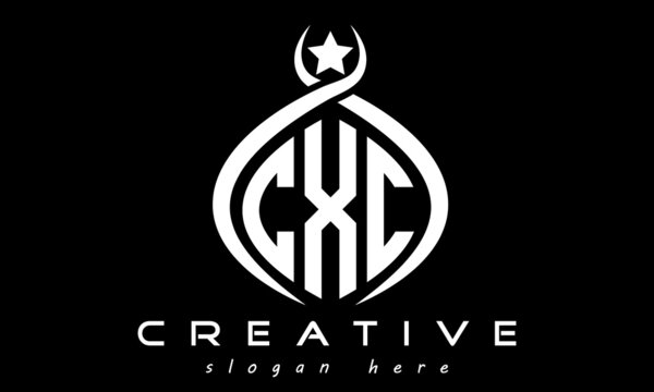 CXC three letters monogram curved oval initial logo design, geometric minimalist modern business shape creative logo, vector template