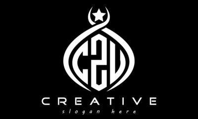 CZU three letters monogram curved oval initial logo design, geometric minimalist modern business shape creative logo, vector template - obrazy, fototapety, plakaty