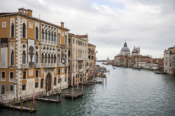 Island murano in Venice Italy. View on canal with boat and motorboat water. Picturesque landscape.