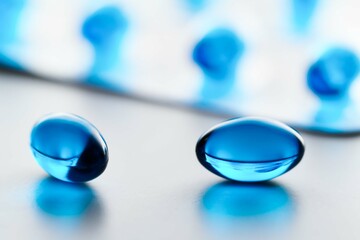 Close up of Ibuprofen gel caps on white background 