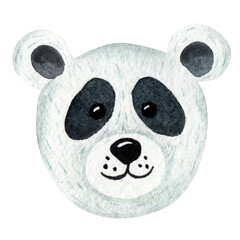 Cute panda, watercolor element isolated on white background. Childrens illustration