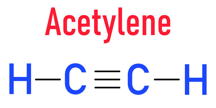 Acetylene or ethyne molecule. Used in oxy-acetylene welding. Skeletal formula.