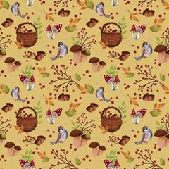 Seamless pattern with forest motif.