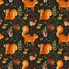 Seamless pattern with forest motif.