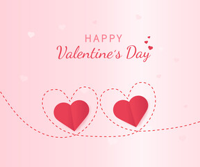 Happy Valentine's Day greeting card with paper cut hearts. Copy with space for text. Design for banners, flyers, postcards. Vector illustration