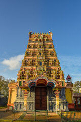 Den Helder, the Netherlands. December 2021. The colorful ornaments and decorations of a Hindu temple