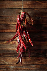 Dried red hot chili pepper.