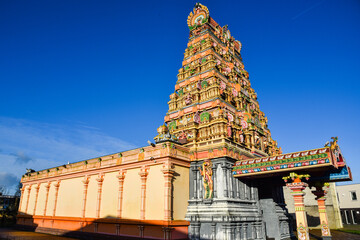 Den Helder, the Netherlands. December 2021. The colorful ornaments and decorations of a Hindu temple