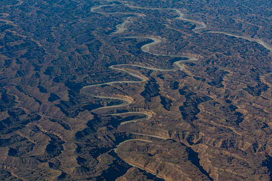 Dry rivers meandering through the mountains around Salalah