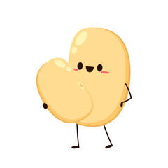 Soybean vector. Cute Soybean character design. Grain cartoon.