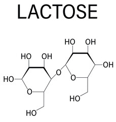 Lactose milk sugar molecule. Skeletal formula.